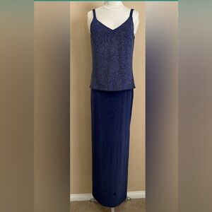 Alex Evenings Size 20 Petite Blue 2 Piece Long Dress